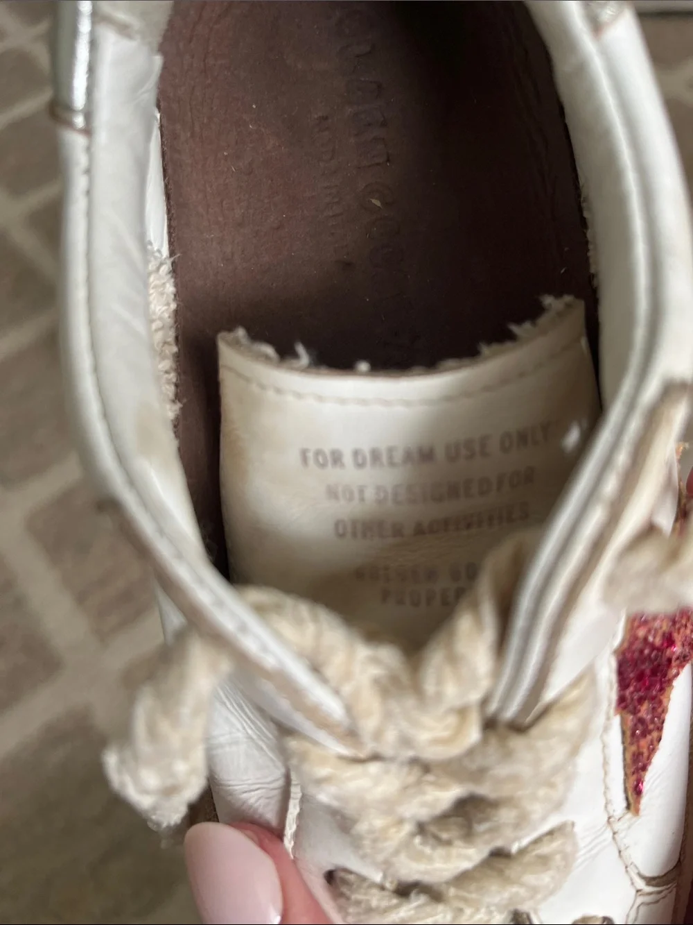 Golden Goose may White Sneakers with pink Star